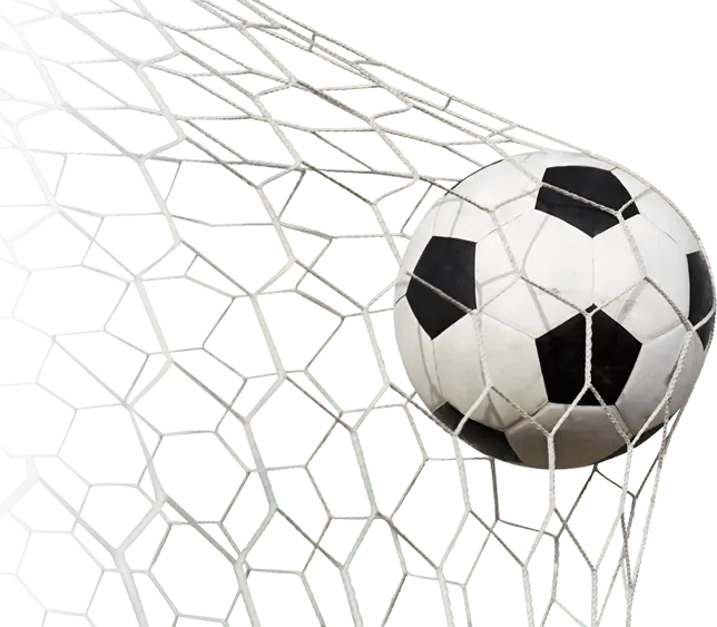 Football ball in the goal net, simulating winning football tip and prediction